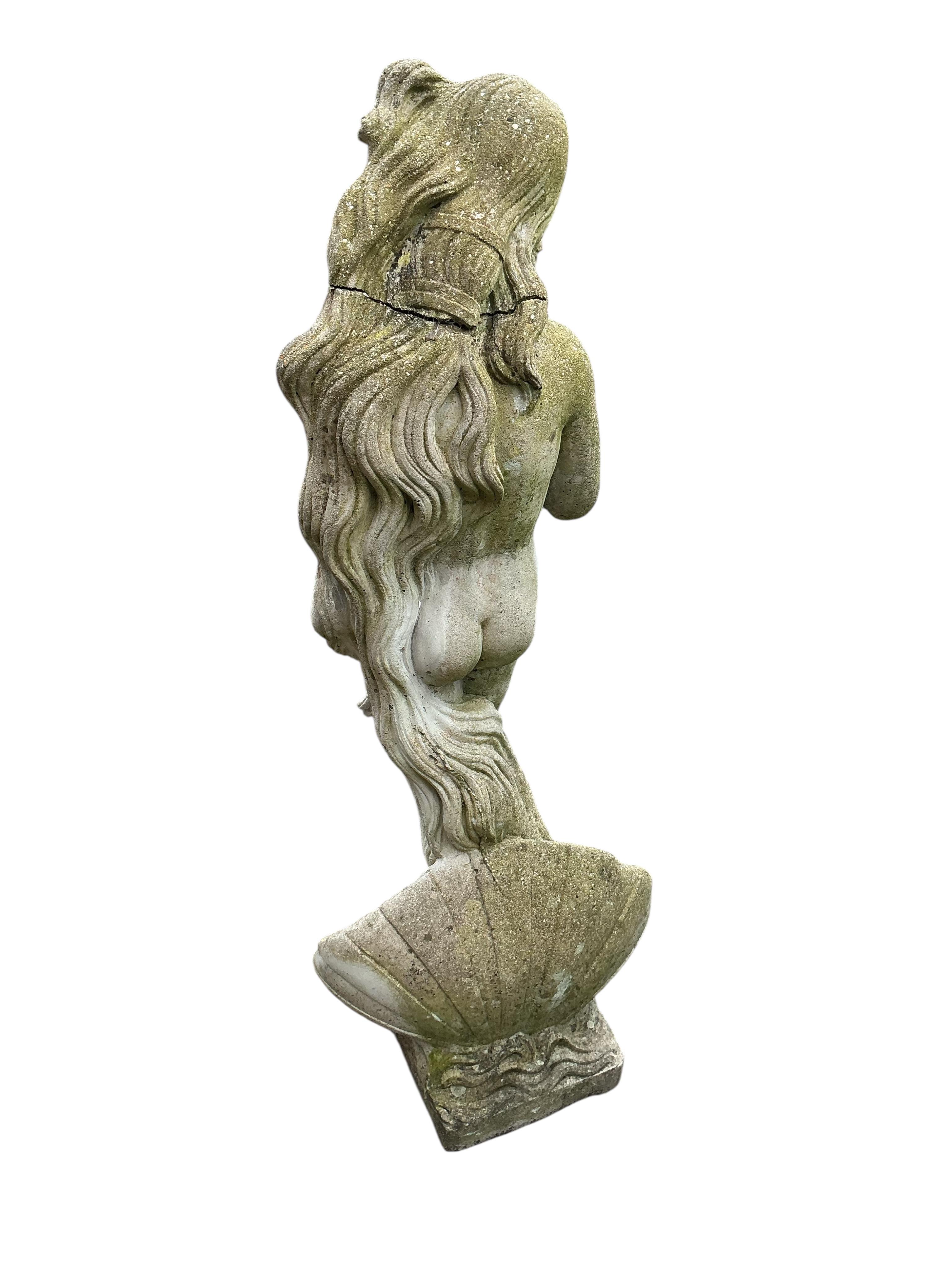 Three reconstituted stone female figure garden ornaments, largest height 92cm
